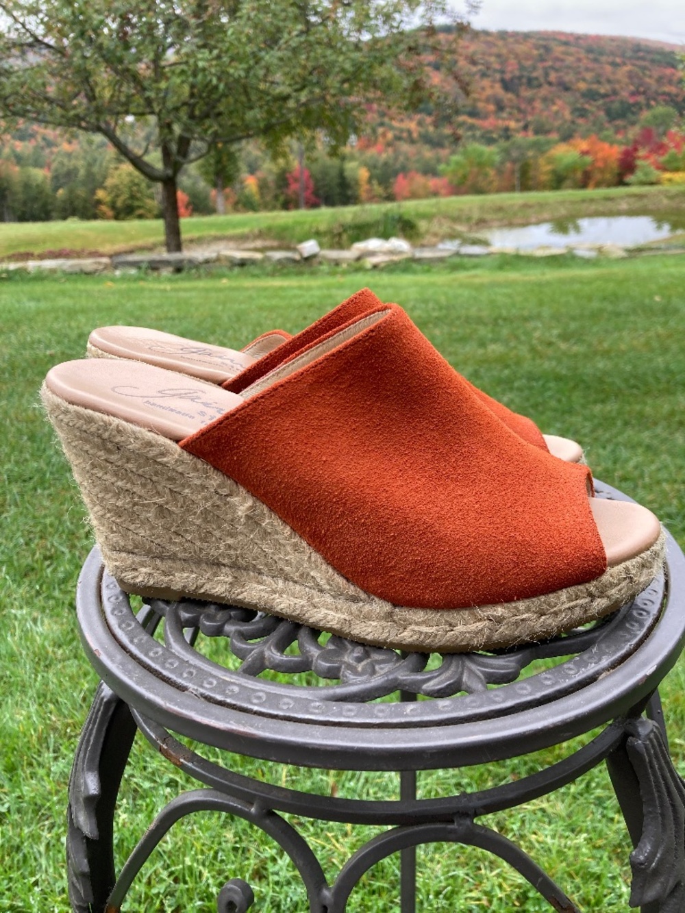 Gaimo Suede Espadrille Wedge Slides 8.5